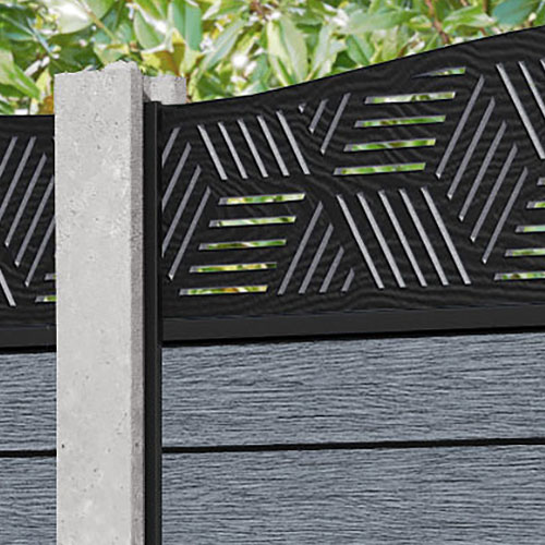 Fusion Cubed Curved Top Fence Panel - Anthracite - for existing concrete posts