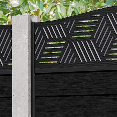 Fusion Cubed Curved Top Fence Panel - Black - for existing concrete posts