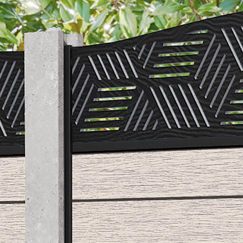 Fusion Cubed Curved Top Fence Panel - Mid Stone - for existing concrete posts
