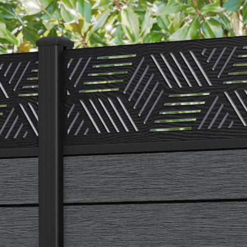 Fusion Cubed Fence Panel - Dark Grey - with our aluminium posts