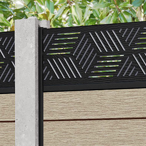 Fusion Cubed Fence Panel - Light Oak - for existing concrete posts