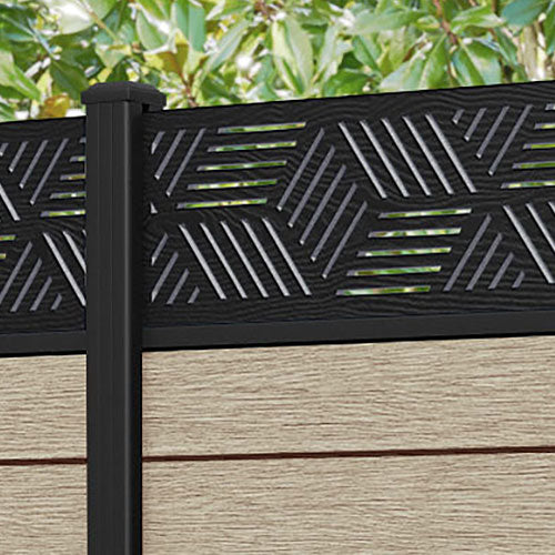 Fusion Cubed Fence Panel - Light Oak - with our aluminium posts