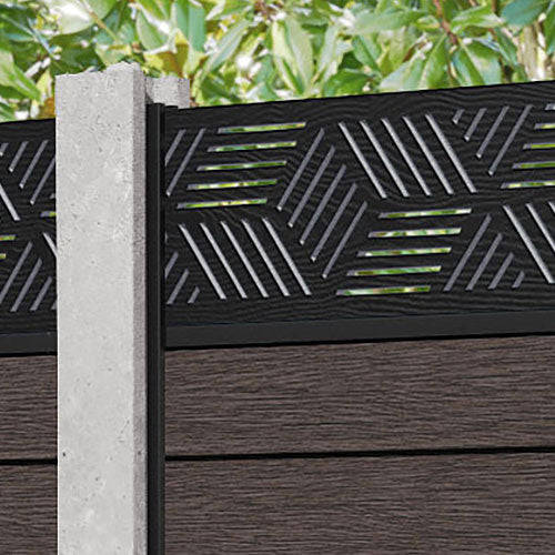 Fusion Cubed Fence Panel - Mid Brown - for existing concrete posts