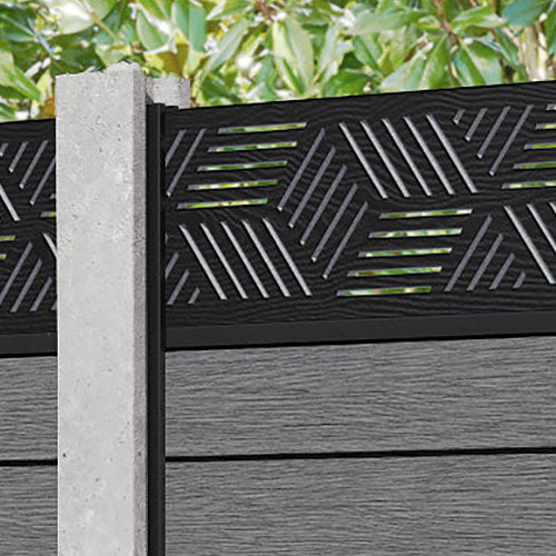 Fusion Cubed Fence Panel - Mid Grey - for existing concrete posts