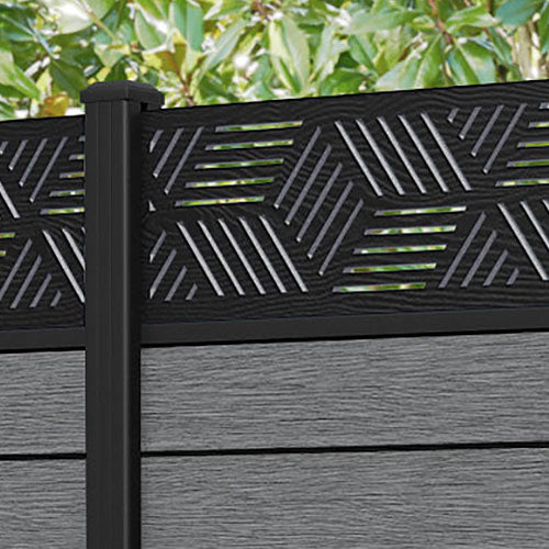 Fusion Cubed Fence Panel - Mid Grey - with our aluminium posts