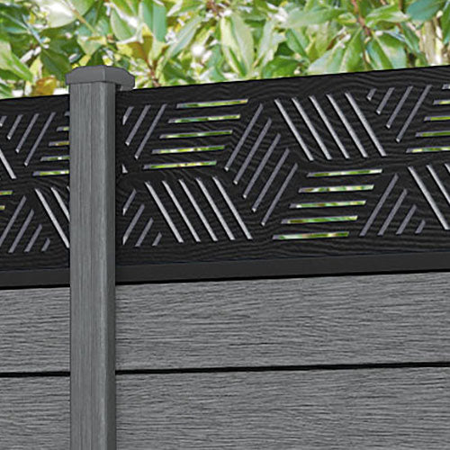 Fusion Cubed Fence Panel - Mid Grey - with our composite posts
