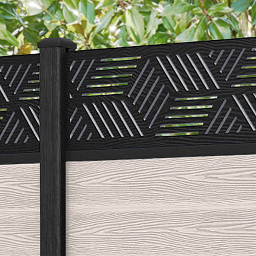 Classic Cubed Fence Panel - Mid Stone - with our composite posts