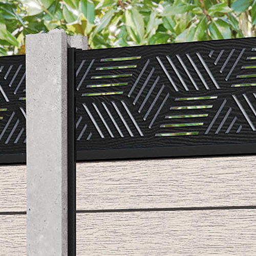 Fusion Cubed Fence Panel - Mid Stone - for existing concrete posts