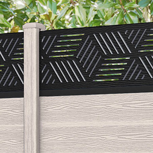 Classic Cubed Fence Panel - Mid Stone - with our composite posts