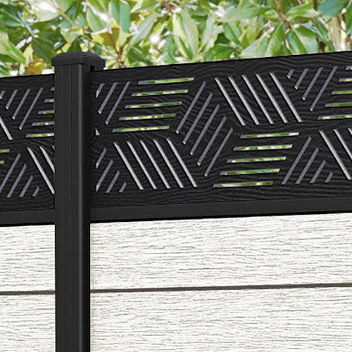Fusion Cubed Fence Panel - Light Stone - with our aluminium posts