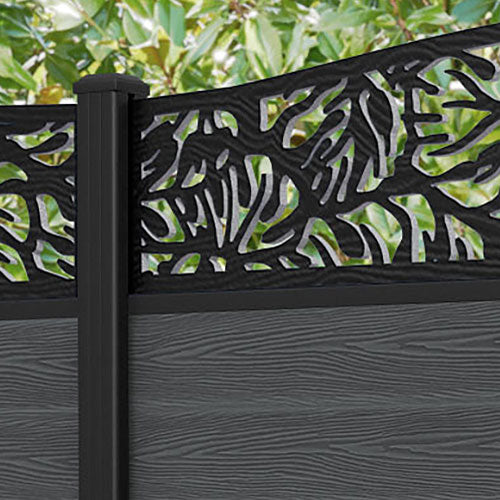 Classic Botanic Curved Top Fence Panel - Dark Grey - with our aluminium posts