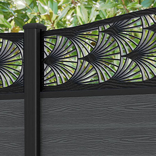 Classic Laurel Curved Top Fence Panel - Dark Grey - with our aluminium posts