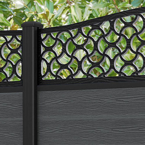 Classic Vida Curved Top Fence Panel - Dark Grey - with our aluminium posts