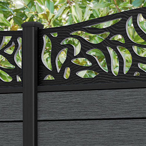 Fusion Plume Curved Top Fence Panel - Dark Grey - with our aluminium posts