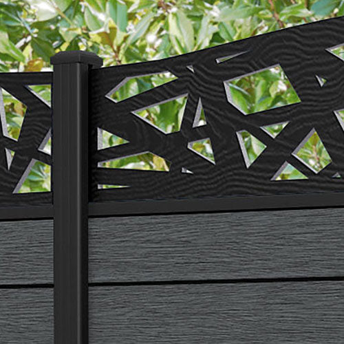 Fusion Prism Curved Top Fence Panel - Dark Grey - with our aluminium posts