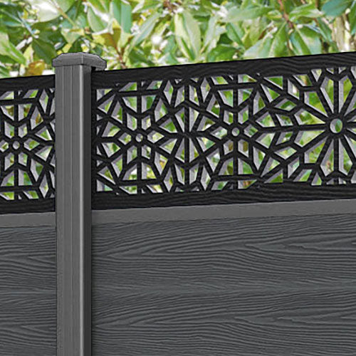 Classic Alnara Fence Panel - Dark Grey - with our aluminium posts