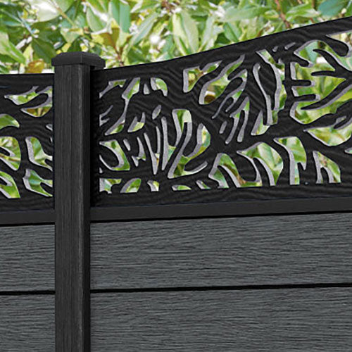 Fusion Botanic Curved Top Fence Panel - Dark Grey - with our composite posts