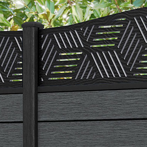 Fusion Cubed Curved Top Fence Panel - Dark Grey - with our composite posts