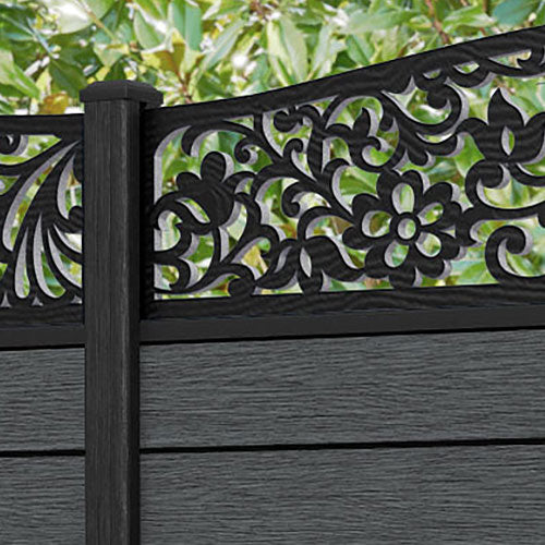Fusion Eden Curved Top Fence Panel - Dark Grey - with our composite posts