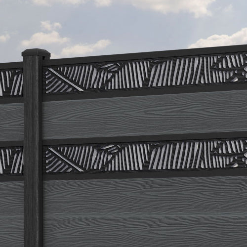 Classic Feather Split Screen Fence Panel - Dark Grey - with our composite posts