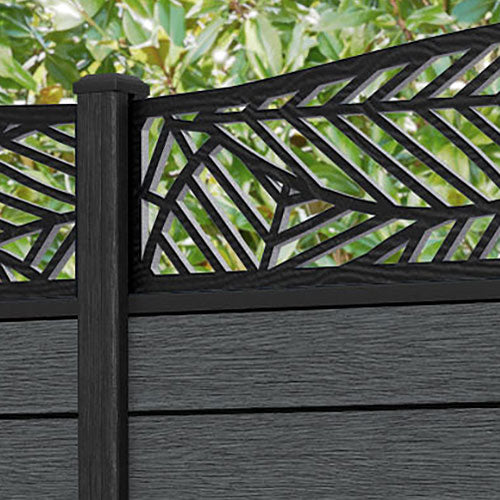 Fusion Habitat Curved Top Fence Panel - Dark Grey - with our composite posts
