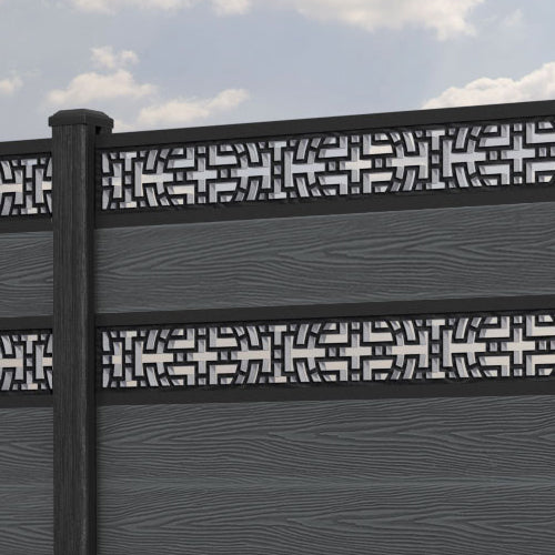 Classic Kumo Split Screen Fence Panel - Dark Grey - with our composite posts