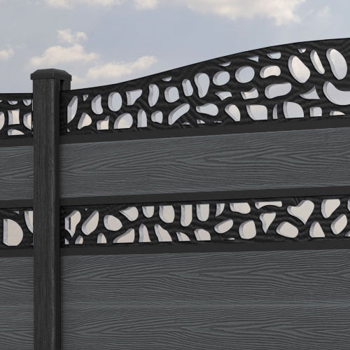 Classic Pebble Curved Top Split Screen Fence Panel - Dark Grey - with our composite posts