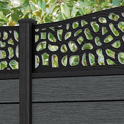 Fusion Pebble Curved Top Fence Panel - Dark Grey - with our composite posts