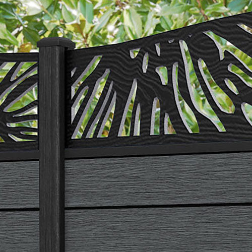 Fusion Poppy Curved Top Fence Panel - Dark Grey - with our composite posts