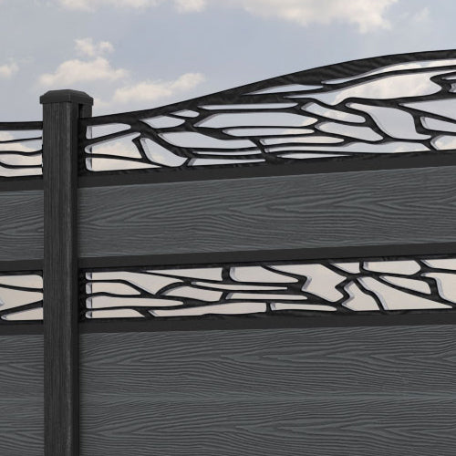 Classic Shatter Curved Top Split Screen Fence Panel - Dark Grey - with our composite posts