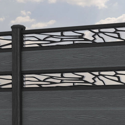 Classic Shatter Split Screen Fence Panel - Dark Grey - with our composite posts
