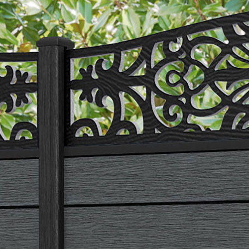 Fusion Windsor Curved Top Fence Panel - Dark Grey - with our composite posts