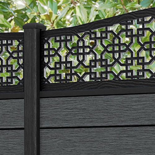 Fusion Zaria Curved Top Fence Panel - Dark Grey - with our composite posts