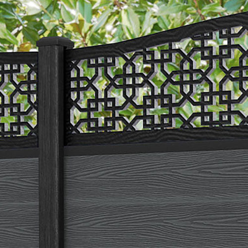 Classic Zaria Curved Top Fence Panel - Dark Grey - with our composite posts