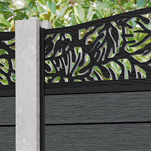 Fusion Botanic Curved Top Fence Panel - Dark Grey - for existing concrete posts