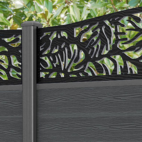 Classic Botanic Curved Top Fence Panel - Dark Grey - with our aluminium posts