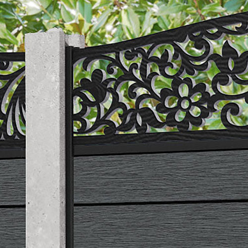 Fusion Eden Curved Top Fence Panel - Dark Grey - for existing concrete posts