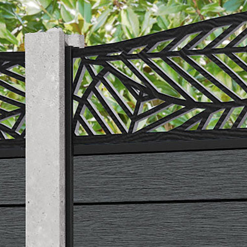 Fusion Habitat Curved Top Fence Panel - Dark Grey - for existing concrete posts