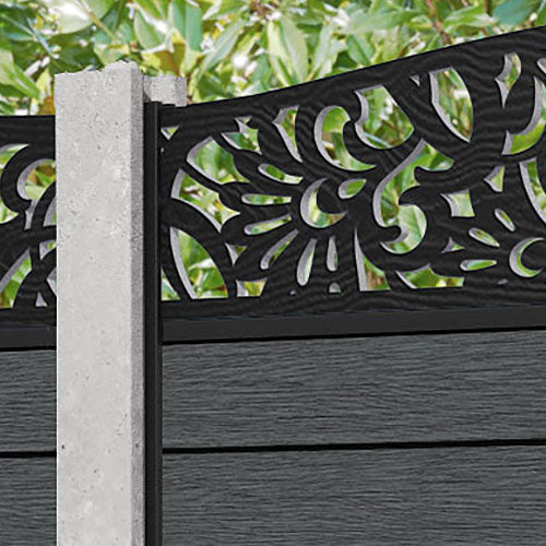 Fusion Heritage Curved Top Fence Panel - Dark Grey - for existing concrete posts