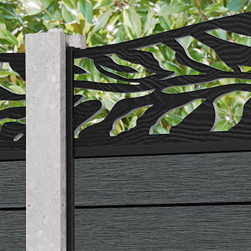 Fusion Malawi Curved Top Fence Panel - Dark Grey - for existing concrete posts