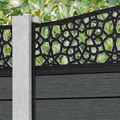 Fusion Nazira Curved Top Fence Panel - Dark Grey - for existing concrete posts