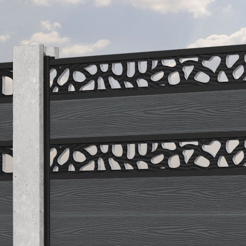 Classic Pebble Split Screen Fence Panel - Dark Grey - for existing concrete posts