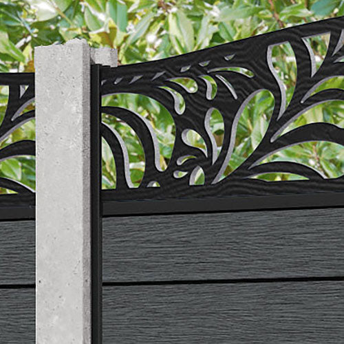 Fusion Petal Curved Top Fence Panel - Dark Grey - for existing concrete posts