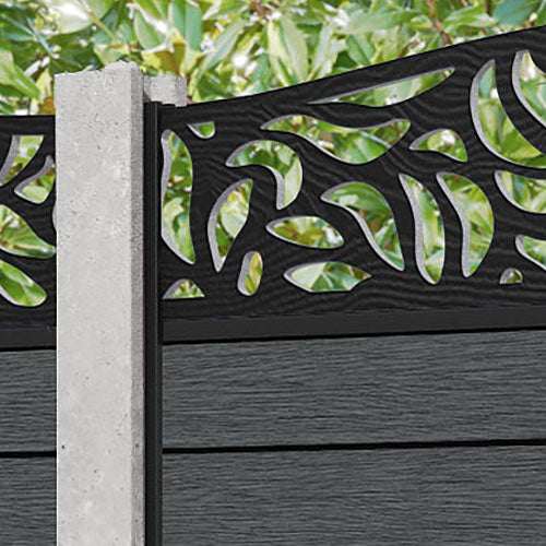Fusion Plume Curved Top Fence Panel - Dark Grey - for existing concrete posts