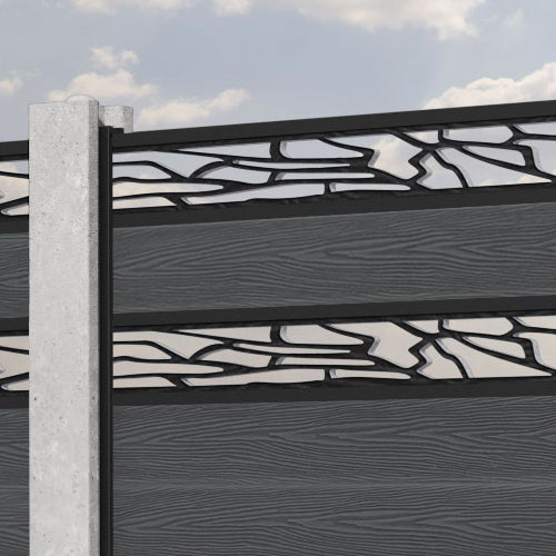 Classic Shatter Split Screen Fence Panel - Dark Grey - for existing concrete posts