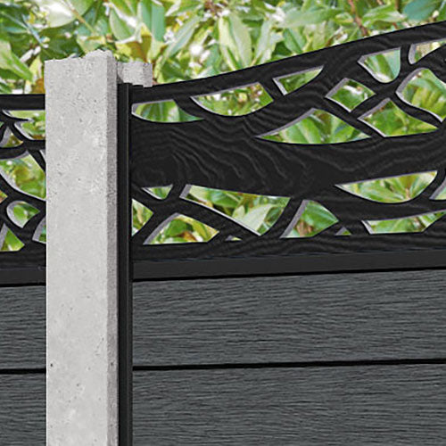 Fusion Twilight Curved Top Fence Panel - Dark Grey - for existing concrete posts