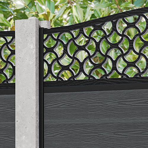 Classic Vida Curved Top Fence Panel - Dark Grey - for existing concrete posts