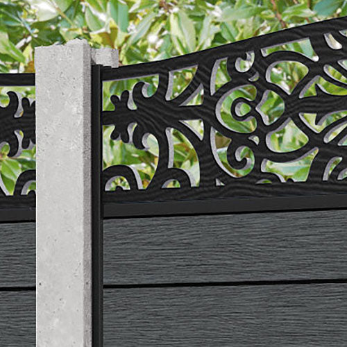 Fusion Windsor Curved Top Fence Panel - Dark Grey - for existing concrete posts