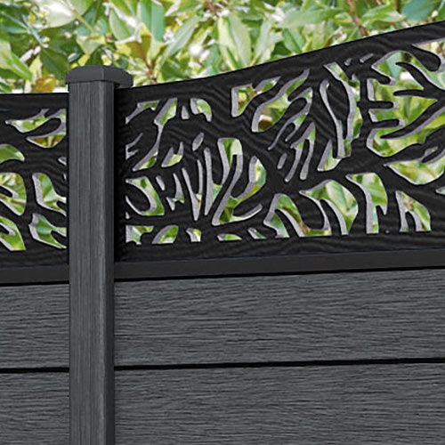 Fusion Botanic Curved Top Fence Panel - Dark Grey - with our composite posts