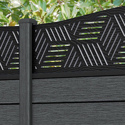 Fusion Cubed Curved Top Fence Panel - Dark Grey - with our composite posts